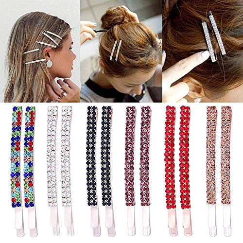 12 Piezas Rhinestone Bobby Pins Crystal Horquillas para el pelo Pinzas para el cabello de metal Decoración para mujeres niñas