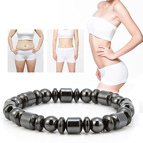 2 pcs Pulsera Imán Unisex Elegante Pérdida de Peso Piedra Negra Pulsera Cuidado de la Salud Pulsera Magnética Mujeres Hombres Regalos para Padres Amigos