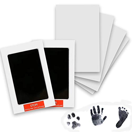 2 Piezas Almohadilla de Tinta para Bebé, Kit de Impresión de Pie o Mano para Bebé, con 4 Tarjetas Impresas, Sello Táctil Limpio, Adecuado para Bebés de 0 a 6 Meses (Negro) 2 Piezas Almohadilla de Tinta para Bebé, Kit de Impresión de Pie o Mano para Bebé, con 4 Tarjetas Impresas, Sello Táctil Limpio, Adecuado para Bebés de 0 a 6 Meses (Negro)
