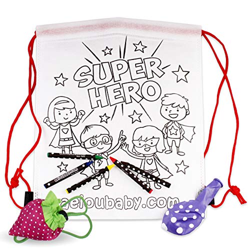 25 Mochilas para Colorear + 1 Bolsa Reutilizable | 25 Bolsas Individuales con 5 Ceras de Colores y Globo | Regalo niños Fiestas y cumpleaños 25 Mochilas para Colorear + 1 Bolsa Reutilizable | 25 Bolsas Individuales con 5 Ceras de Colores y Globo | Regalo niños Fiestas y cumpleaños