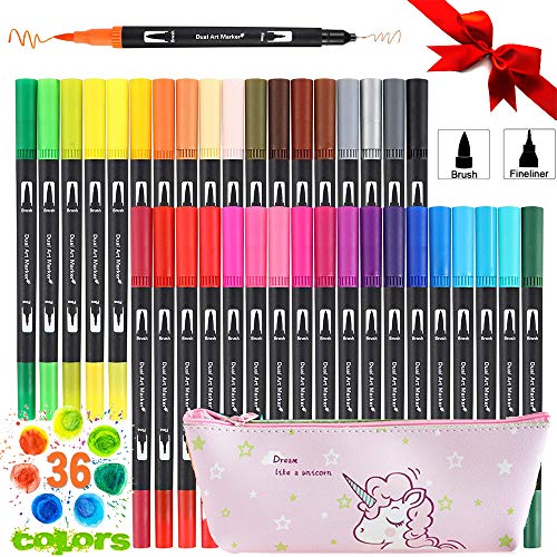 36 Piezas Rotuladores de Pincel con Bolsas Lápices, Rotuladores Arte Doble Punta Pinceles Colorear Los Mejores Libros Colorear para Adultos, Caligrafía, Rotulación a Mano,Toma De Notas 36 Piezas Rotuladores de Pincel con Bolsas Lápices, Rotuladores Arte Doble Punta Pinceles Colorear Los Mejores Libros Colorear para Adultos, Caligrafía, Rotulación a Mano,Toma De Notas