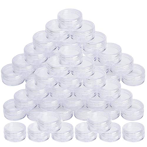 50 Pcs 5 ml Envase Cosmético Vacío Pequeño Plástico Transparente Puede Olla Cosmética Tarro Vacío Crema de Viaje con Tapa para Crema/Polvo/Loción/Pequeño Lazo del Oído