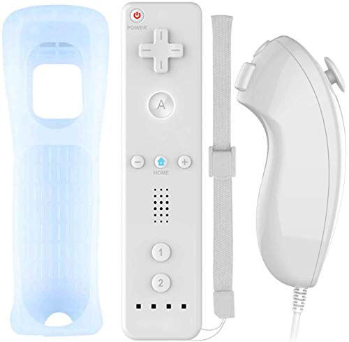 Acexy Wii Wireless Remote Motion Controller y Nunchuk - Reemplazo del Controlador de Juego Remoto con Funda de Silicona y Pulsera, Compatible con Nintendo Wii y Wii U (Blanco) Acexy Wii Wireless Remote Motion Controller y Nunchuk - Reemplazo del Controlador de Juego Remoto con Funda de Silicona y Pulsera, Compatible con Nintendo Wii y Wii U (Blanco)