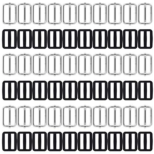 AFUNTA - Juego de 60 correas ajustables de 2,54 cm (2,54 cm), color negro y plateado AFUNTA - Juego de 60 correas ajustables de 2,54 cm (2,54 cm), color negro y plateado
