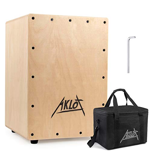 Aklot Tambor Cajón Conjunto de caja compacta de mermelada acústica Cajones de percusión con funda Para niños y adultos principiantes 25 * 25 * 36 cm