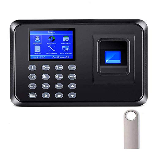 Aktivstar Máquina Fichar de Asistencia Biométrica de Huella Dactilar con Sistema Española Pantalla LCD Memoria de 8GB, con Capacidad de 1000 Huellas de fichar