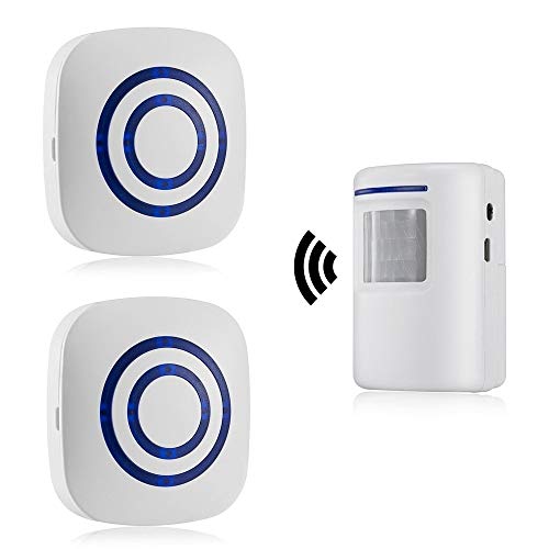 Alarma de seguridad, HausFine Inalámbrico Timbre de Alarma para la Puerta con Sensor de Movimiento PIR Infrarrojo Detector de Timbre del Sensor Ideal para Tiendas Mercados y Familias (2 + 1)