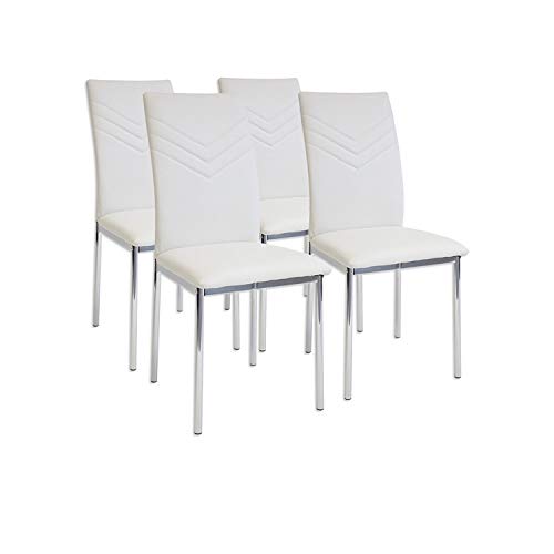 Albatros 2935 Verona Set de 4 sillas de Comedor, Blanco, pie de Cromo, SGS Tested Albatros 2935 Verona Set de 4 sillas de Comedor, Blanco, pie de Cromo, SGS Tested