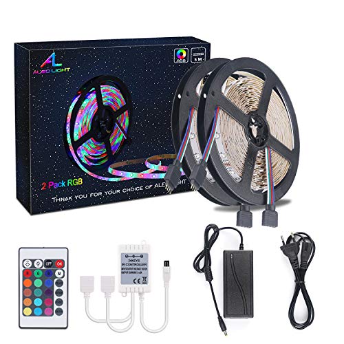ALED LIGHT 2 x 5 metros (10 m en total) 3528 SMD 300 LED RGB luces de tira, cinta tira LED Flexible con el Regulador IR Colores Adaptador de la Fuente de alimentación 6A 24 Key. Decorativas LED Franja de Fiesta Exposición de la Demostración ALED LIGHT 2 x 5 metros (10 m en total) 3528 SMD 300 LED RGB luces de tira, cinta tira LED Flexible con el Regulador IR Colores Adaptador de la Fuente de alimentación 6A 24 Key. Decorativas LED Franja de Fiesta Exposición de la Demostración
