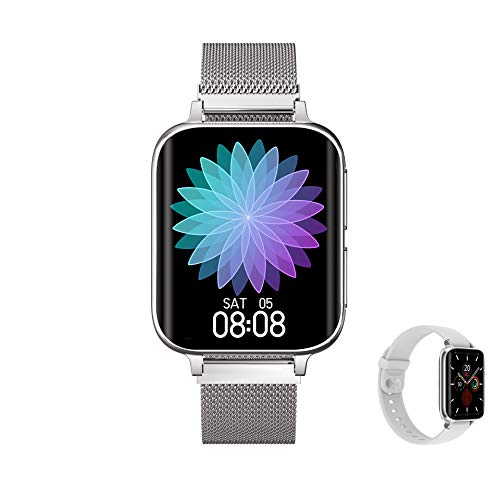Aliwisdom - Reloj Inteligente para Hombre Mujere, Smartwatch con Llamadas Bluetooth y Recordatorio de Whatsapp y reproducción de música Impermeable Reloj Deportivo para iPhone Android (Plata)