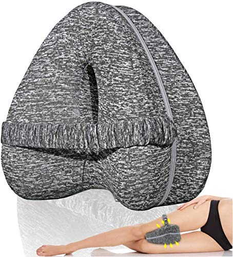 Almohadas posicionadoras de Pierna– Mejor para Pierna, Espalda, y Rodilla Pain- cuña de Espuma con Efecto Memoria Contour Pierna Almohada con Funda extraíble (Gris)