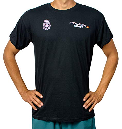 Alpimara Camiseta Policía Nacional 100% Algodon Adulto (Negro, 2XL)