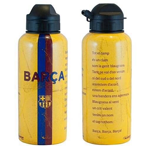 Alusport Bottles FCB Himno Botella Deportiva de Aluminio, Hombre, Amarillo, 0.4 l