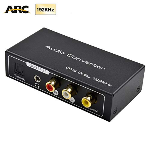 AMANKA HDMI Extractor de Audio 192KHz Convertidor DAC ARC Extractor de Audio Soportar HDMI Audio Digital a Audio Analógico RCA L/R, Toslink y 3,5 mm Jack ARC Adaptador de Audio para TV