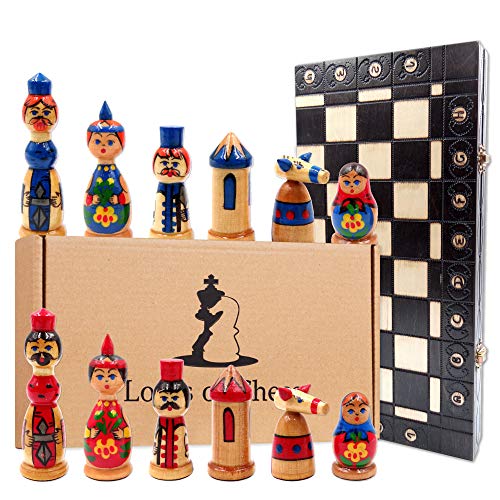Amazinggirl Ajedrez de Madera Tablero con muñecas Rusas matrioskas 40 cm - Negro Juego de Ajedrez para Niños y Adulto Amazinggirl Ajedrez de Madera Tablero con muñecas Rusas matrioskas 40 cm - Negro Juego de Ajedrez para Niños y Adulto