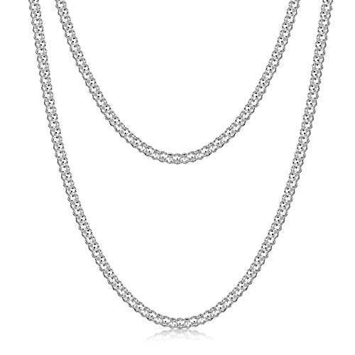 Amberta Cadena de Palomitas de Maíz en Plata de Ley 925 para Mujer 2.5 mm: 60 cm Amberta Cadena de Palomitas de Maíz en Plata de Ley 925 para Mujer 2.5 mm: 60 cm