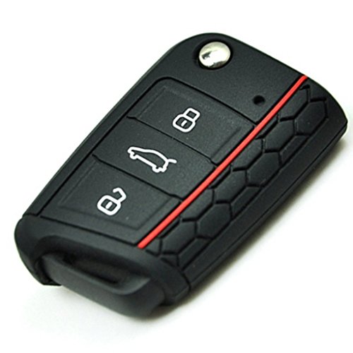 Amison YiGo Seat Leon 5F  negro · SC · ST · Carcasa de silicona · Funda para llave de coche · Funda de llave plegable