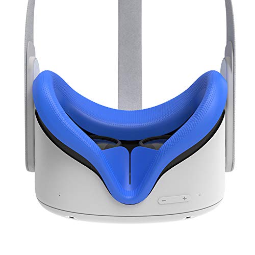 AMVR VR - Funda facial de silicona para auriculares Oculus Quest 2, resistente al sudor, impermeable, antisuciedad, cojín facial de repuesto (azul, 1 unidad)