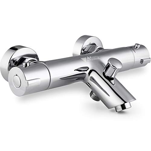 Amzdeal Grifo Termostatico Bañera, Griferia Termostatica Bañera con el Botón de Seguridad 38℃, Mezclador Termostático Bañera 20-50℃, En La Pared Termostato De Ducha Y Bañera, Cromado/TF-05 Amzdeal Grifo Termostatico Bañera, Griferia Termostatica Bañera con el Botón de Seguridad 38℃, Mezclador Termostático Bañera 20-50℃, En La Pared Termostato De Ducha Y Bañera, Cromado/TF-05