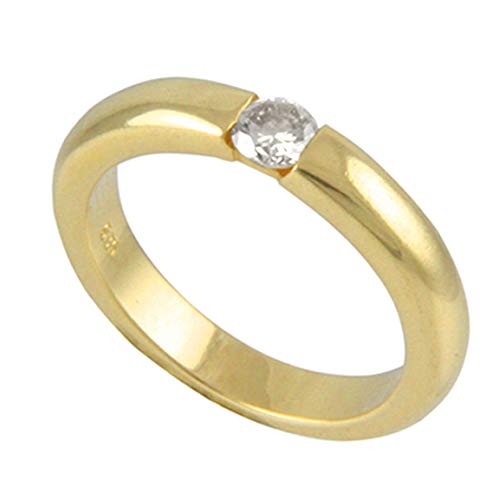 Anillo de oro con diamante de Alemania (oro amarillo 585) – Anillo de oro con brillante de 0,33 quilates – Anillo de diamante – Anillo para mujer – Anillo para hombre – con experta