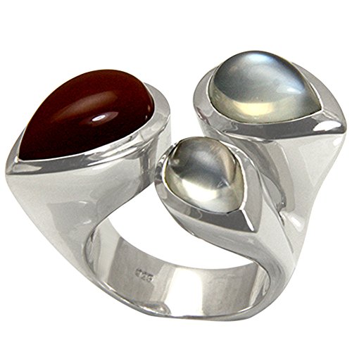 Anillo de plata de ley 925 con piedra de luna y orfebrería Anillo de plata de ley 925 con piedra de luna y orfebrería