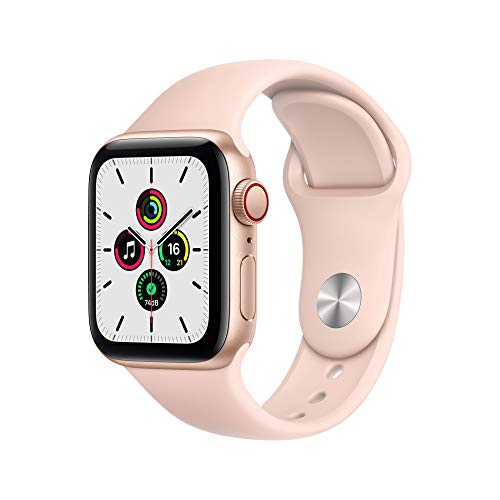Apple Watch SE (GPS + Cellular, 40 mm) Caja de aluminio en oro - Correa deportiva rosa arena