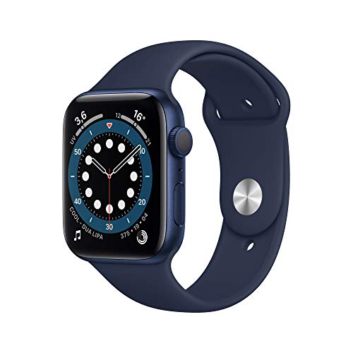 Apple Watch Series 6 (GPS, 44 mm) Caja de aluminio en azul - Correa deportiva azul marino intenso