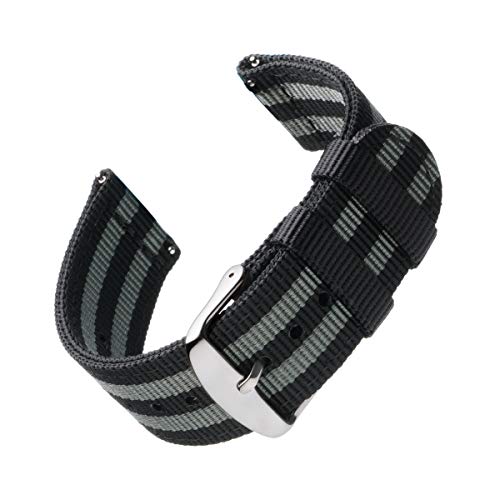 Archer Watch Straps | Repuesto de Correa de Reloj de Nailon para Hombre y Mujer, Correa Fácil de Abrochar para Relojes y Smartwatch | Negro y Gris (James Bond), 20mm Archer Watch Straps | Repuesto de Correa de Reloj de Nailon para Hombre y Mujer, Correa Fácil de Abrochar para Relojes y Smartwatch | Negro y Gris (James Bond), 20mm