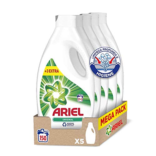 Ariel Detergente Líquido para Lavadora, Original, 150 Lavados (5 x 30) Ariel Detergente Líquido para Lavadora, Original, 150 Lavados (5 x 30)