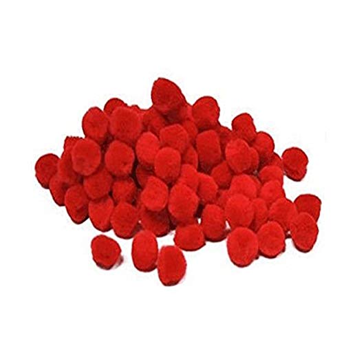 ArkCRAFT KID0003 - Lote de 100 pompones de peluche (10 mm), color rojo