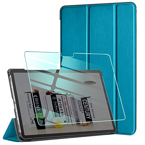 AROYI Funda y Protector de Pantalla Compatible con Samsung Galaxy Tab A7 10.4 2020(T505/T500/T507) Funda Tríptica Smart Cover Carcasa Ligera con Soporte Función (Pavo Real Azul)