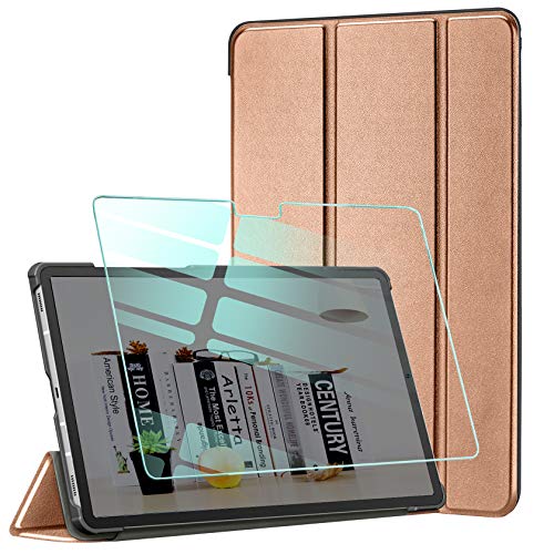 AROYI Funda y Protector de Pantalla Compatible con Samsung Galaxy Tab A7 10.4 2020(T505/T500/T507) Funda Tríptica Smart Cover con Auto Sueño Estela, Carcasa Ligera con Soporte Función(Oro Rosa)