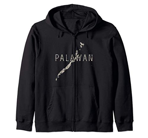 Arte de la Palabra del Mapa de Palawan - Islas Filipinas Sudadera con Capucha Arte de la Palabra del Mapa de Palawan - Islas Filipinas Sudadera con Capucha
