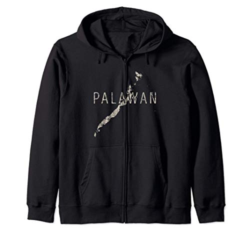 Arte de la Palabra del Mapa de Palawan - Islas Filipinas Sudadera con Capucha