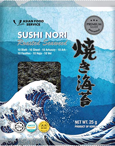 Asian Food Service Alga Nori, Hoja Completa 25 g - Lot de 4