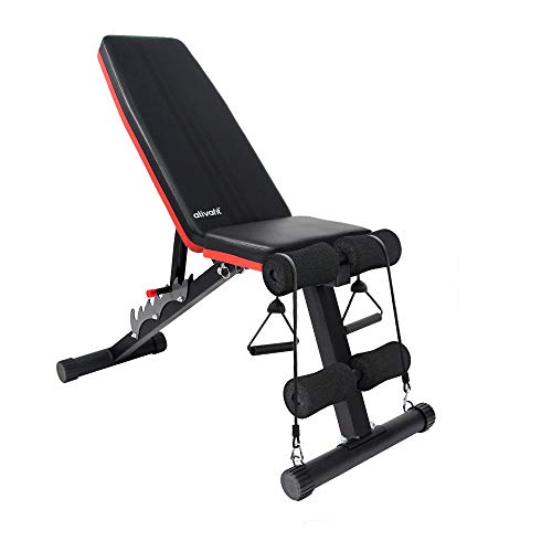 ATIVAFIT Banco de pesas ajustable para entrenamiento de cuerpo completo, multiusos, banco de pesas plegable, banco plano para gimnasio en casa ATIVAFIT Banco de pesas ajustable para entrenamiento de cuerpo completo, multiusos, banco de pesas plegable, banco plano para gimnasio en casa