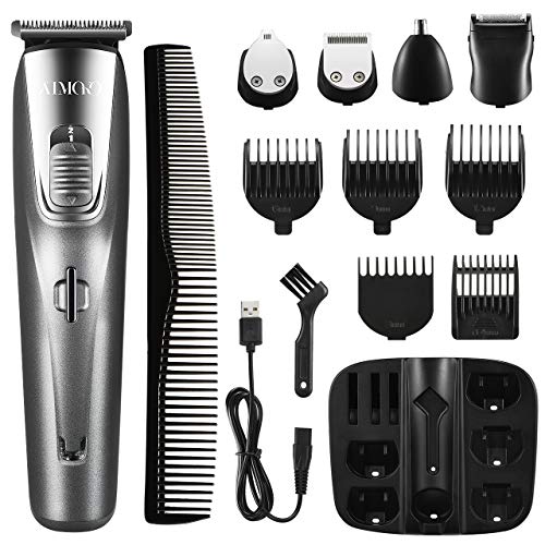 ATMOKO 5 en 1 cortadora de barba para hombres, recortadora facial sin cuerda para la nariz y el arreglo para el cuerpo, kit de precisión impermeable recargable por USB con 5 cuchillas de cerámica ATMOKO 5 en 1 cortadora de barba para hombres, recortadora facial sin cuerda para la nariz y el arreglo para el cuerpo, kit de precisión impermeable recargable por USB con 5 cuchillas de cerámica