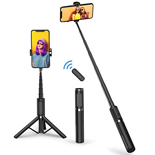 ATUMTEK Palo Selfie Trípode Bluetooth, Mini Extensible 3 en 1 Selfie Stick de Aluminio con Mando a Distancia Inalámbrico 270° Rotación para iPhone 12/11/XS MAX/XS/XR/X/8 Plus/8, Samsung, Xiaomi y Más