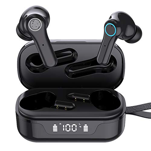 Auriculares Inalambricos, Auriculares Bluetooth 5.1 con Mini TWS Graves Profundos, Cascos Inhalabricos In Ear con USB C Carga Rápida Reproducción de 30H Control Tactil, IPX7 Impermeable para Deporte