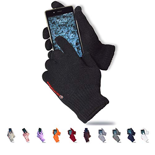 axelens Guantes de Invierno Táctiles para Hombre Mujer Térmicos Touch Screen Conducir Antiviento Cálidos Cómodos Regalo Ideal - Negro