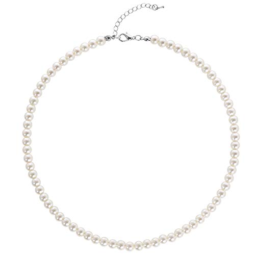 BABEYOND Collar Redondo de Perlas de Imitación de Perlas Collar de Perlas de Boda para Novias Blanco(Diámetro de Perla 6mm) BABEYOND Collar Redondo de Perlas de Imitación de Perlas Collar de Perlas de Boda para Novias Blanco(Diámetro de Perla 6mm)