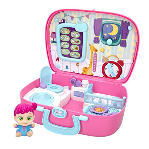 Baby Buppies - Casa Maletín Interactivo con Sonidos divertidos y 10 Complementos bebé Sorpresa Guía de cuidados y certificado de nacimiento Juguetes niños 3 años