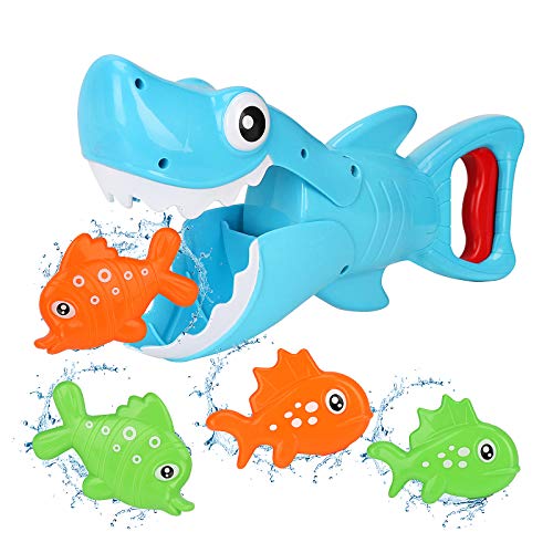 Bammax Juguetes Bañera, 5 pcs Peces Marinos Juguetes de Baño Bebe, Plastico Juego de Ducha Bebe, Juego de Pesca Piscina Niños, Incluye un Tiburón Blanco Capturador y 4 Peces Pequeños Bammax Juguetes Bañera, 5 pcs Peces Marinos Juguetes de Baño Bebe, Plastico Juego de Ducha Bebe, Juego de Pesca Piscina Niños, Incluye un Tiburón Blanco Capturador y 4 Peces Pequeños
