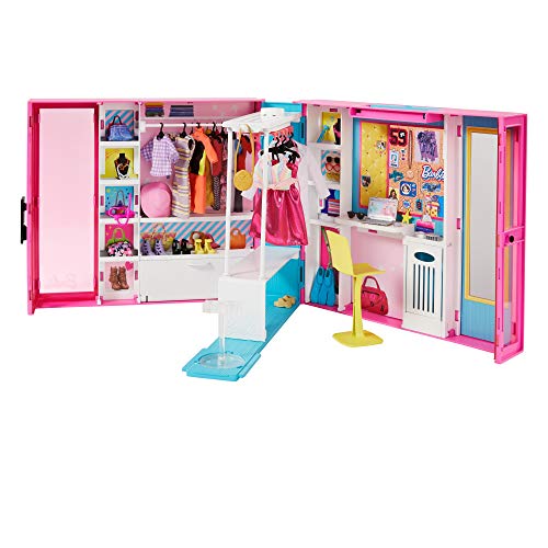 Barbie - Armario de ropa muñeca con 25 accesorios de moda (Mattel GPM43)