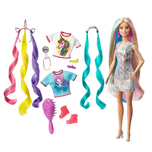 Barbie Peinados Fantasía Rubia con Looks de Sirena y Unicornio (Mattel GHN04)