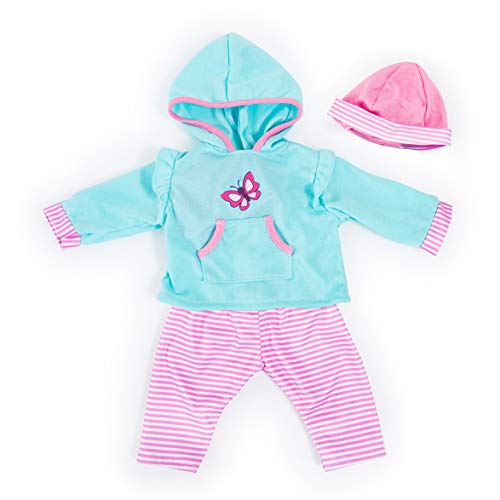 Bayer Design- Ropa 42 a 46cm, Accesorios para muñeca, Pantalones, Top y Gorra, Conjunto, Traje con Mariposa, Color turquesa, rosa (84675AA) , color/modelo surtido