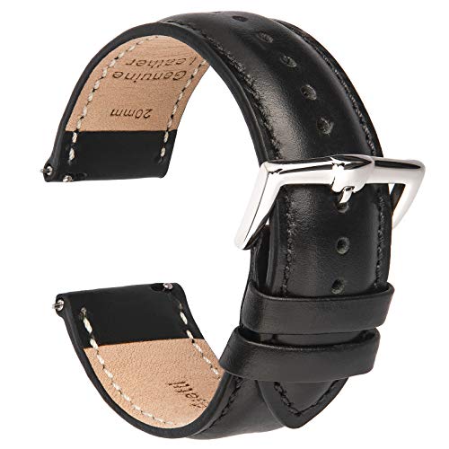 B&E Correa de Reloj de Cuero de Liberación Rápida - Correas de Estilo Elegante para Hombres y Mujeres para Relojes Tradicionales e Inteligentes - 18 mm 20 mm 22 mm de Ancho Disponible-BK22 B&E Correa de Reloj de Cuero de Liberación Rápida - Correas de Estilo Elegante para Hombres y Mujeres para Relojes Tradicionales e Inteligentes - 18 mm 20 mm 22 mm de Ancho Disponible-BK22