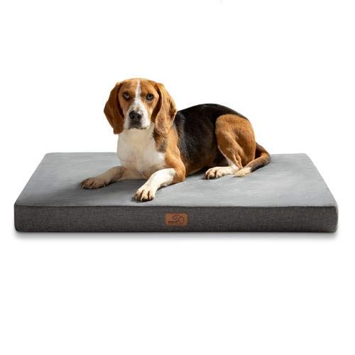 Bedsure Cama Perro Ortopédica Grande - Colchón Perro Lavable con Funda Desenfundable y Evestimiento Impermeable, Espuma Viscoelástica, Gris, L