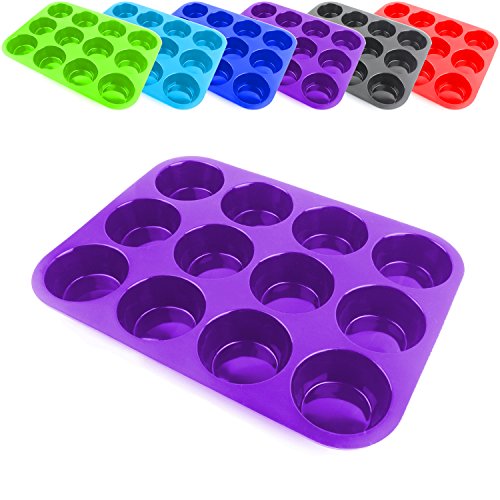 Belmalia Molde para Magdalenas, Silicona, 33 x 25 x 3 cm, 12 Panecillos, Recubrimiento Antiadherente, Cupcake Brownie Budín Latta de Mollete Muffin Bandeja para Hornear Panecillos Violeta Morado Púrpura Belmalia Molde para Magdalenas, Silicona, 33 x 25 x 3 cm, 12 Panecillos, Recubrimiento Antiadherente, Cupcake Brownie Budín Latta de Mollete Muffin Bandeja para Hornear Panecillos Violeta Morado Púrpura