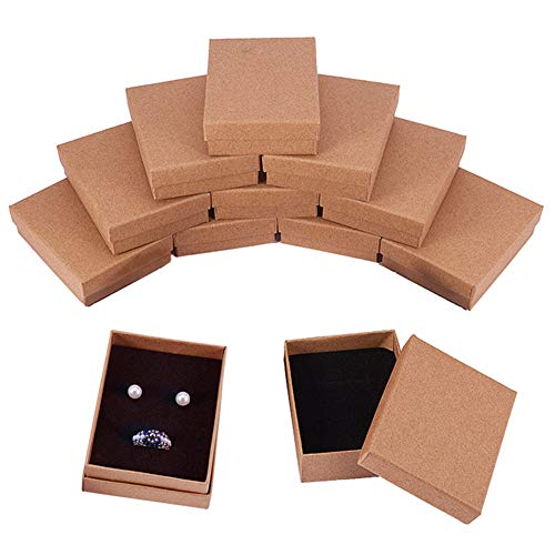 BENECREAT 12 Pack Cajas de Cartón para Collar 9x7x3cm Pequeña Caja de Regalo Rectácula de Pulsera y Pendientes Cumpleaños Boda Festival